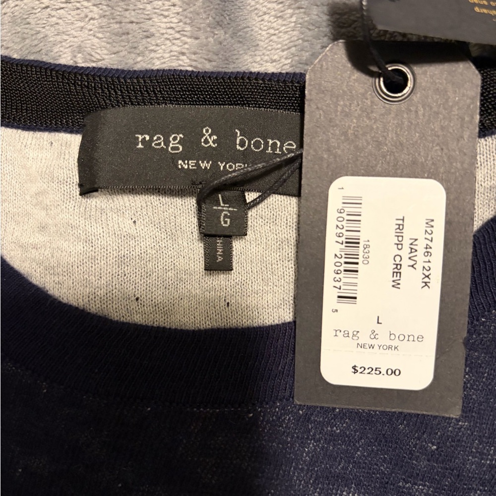 Rag & Bone Dark Blue Mens Crew Sweater NWT - Picture 2 of 2